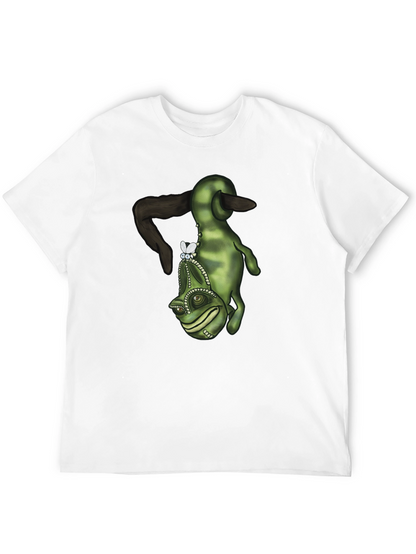 Camiseta Negra con Diseño de Camaleón Divertido