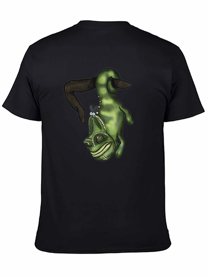 Camiseta Negra con Diseño de Camaleón Divertido