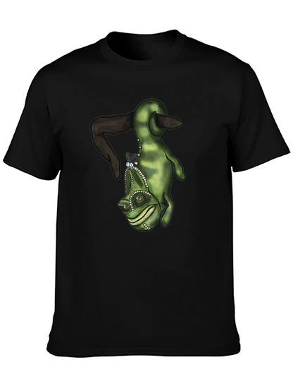 Camiseta Negra con Diseño de Camaleón Divertido