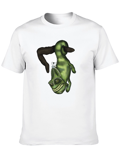 Camiseta Negra con Diseño de Camaleón Divertido