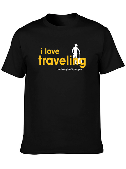 Camiseta Negra con Diseño de Viajes Divertido