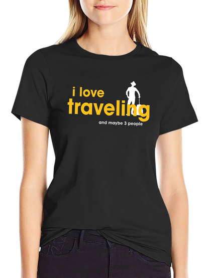 Camiseta Negra con Diseño de Viajes Divertido