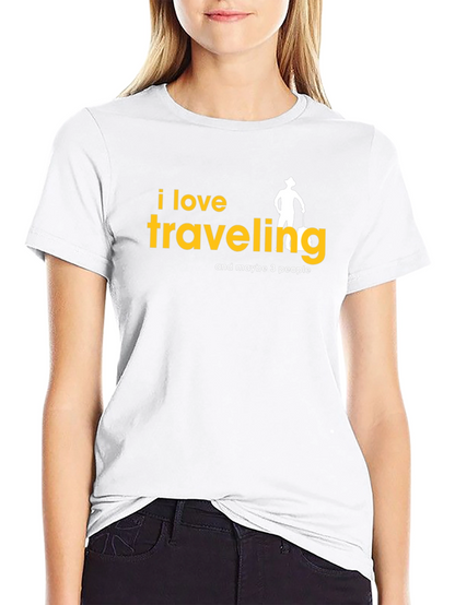 Camiseta Negra con Diseño de Viajes Divertido