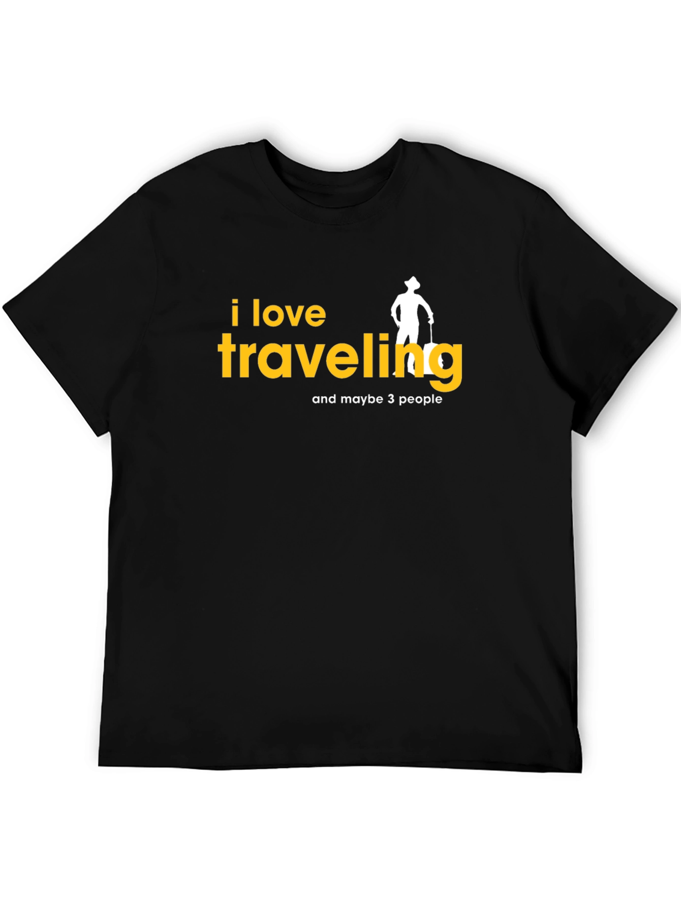 Camiseta Negra con Diseño de Viajes Divertido