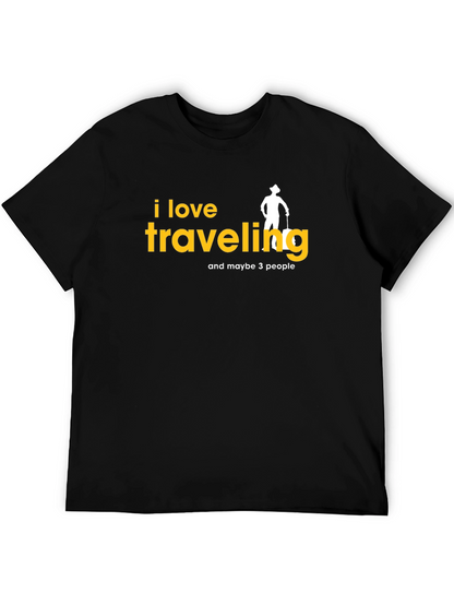 Camiseta Negra con Diseño de Viajes Divertido