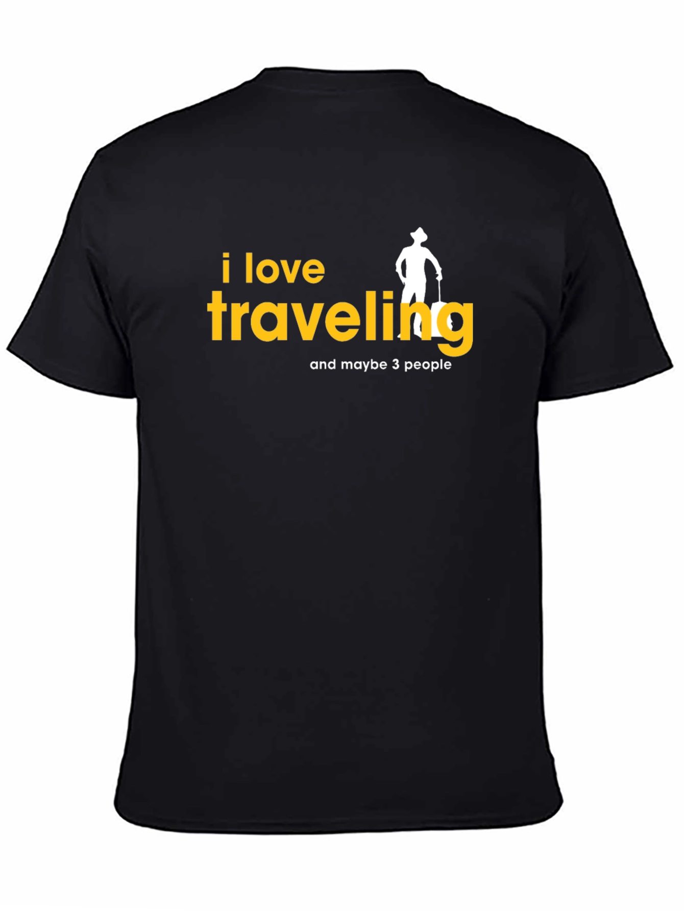 Camiseta Negra con Diseño de Viajes Divertido