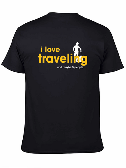 Camiseta Negra con Diseño de Viajes Divertido