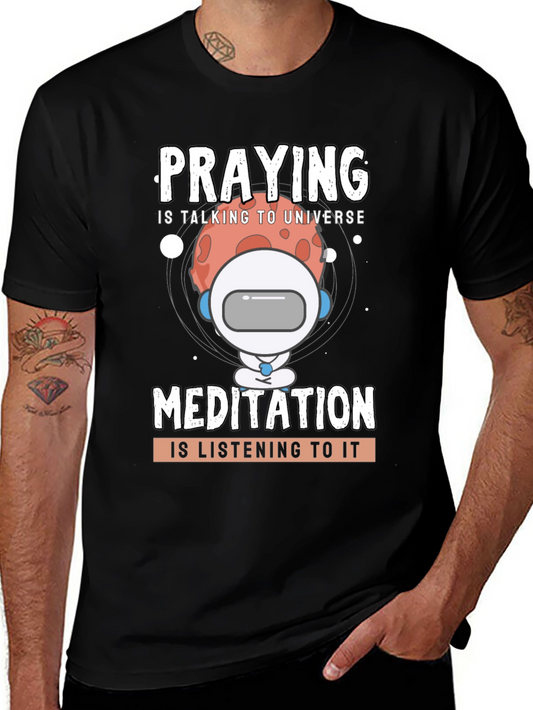 Camiseta Negra Unisex: Oración y Meditación Espacial