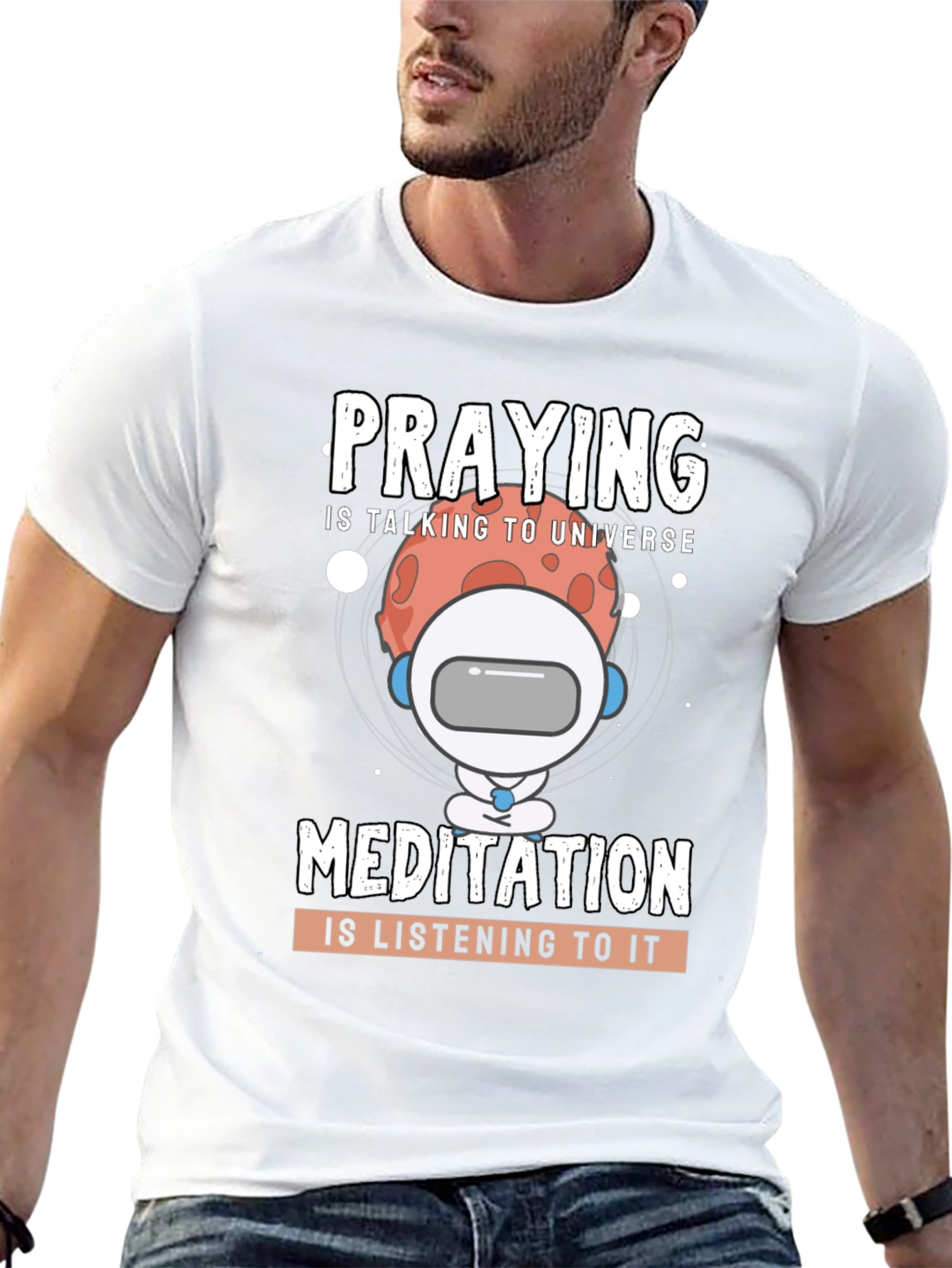 Camiseta Negra Unisex: Oración y Meditación Espacial