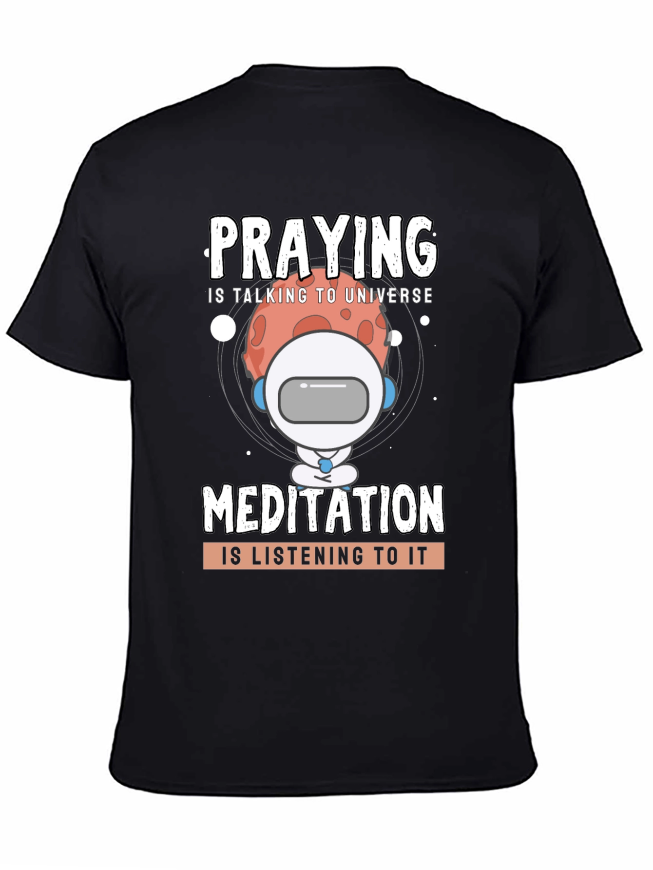 Camiseta Negra Unisex: Oración y Meditación Espacial