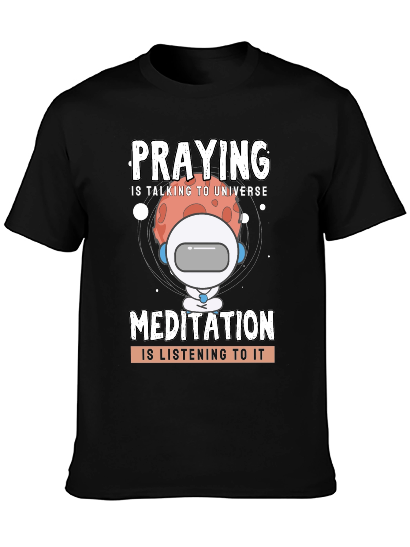 Camiseta Negra Unisex: Oración y Meditación Espacial