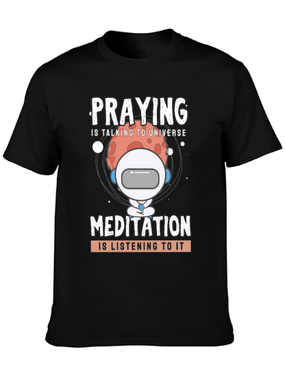 Camiseta Negra Unisex: Oración y Meditación Espacial