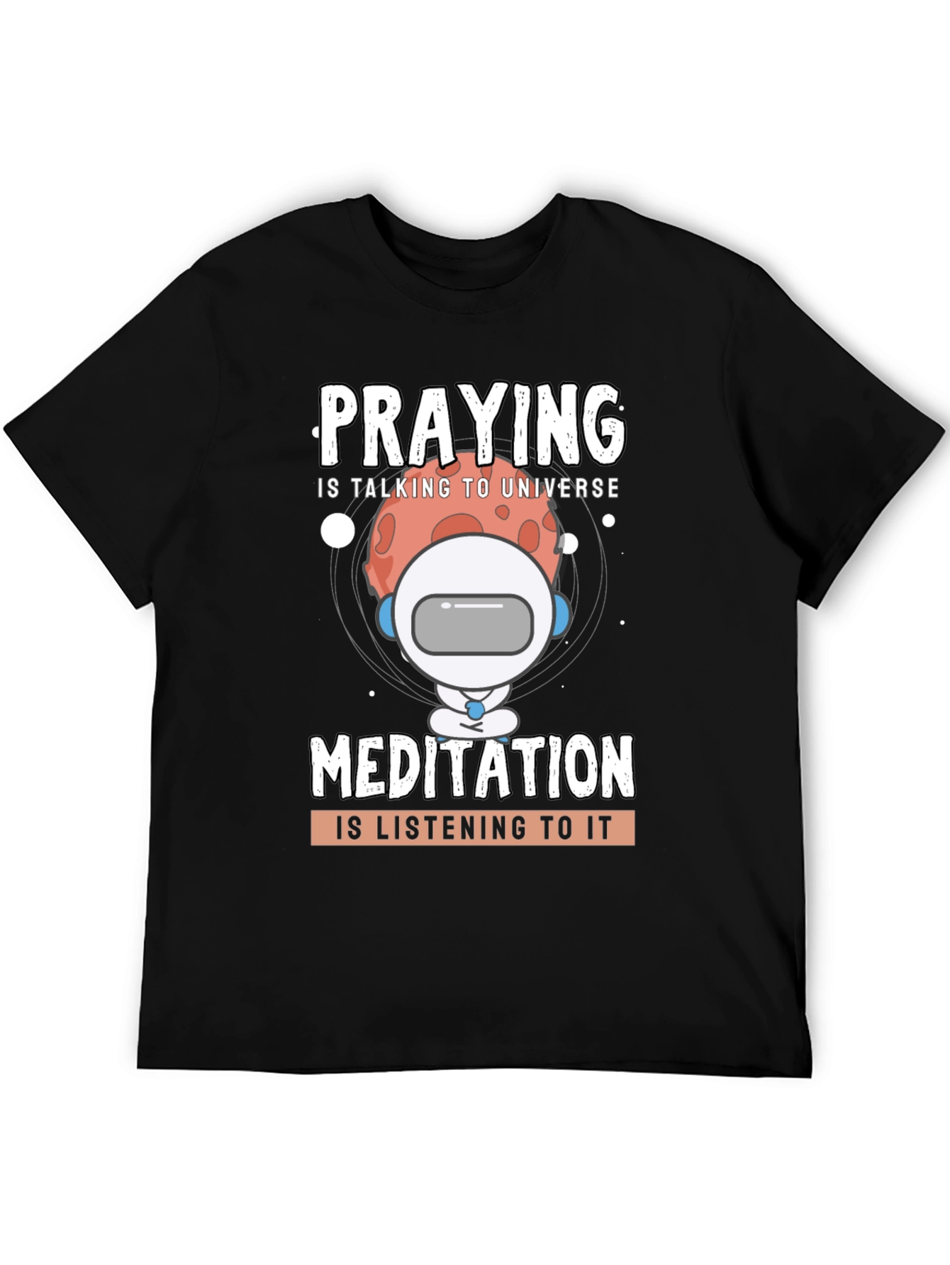 Camiseta Negra Unisex: Oración y Meditación Espacial