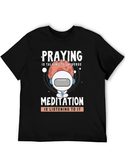 Camiseta Negra Unisex: Oración y Meditación Espacial