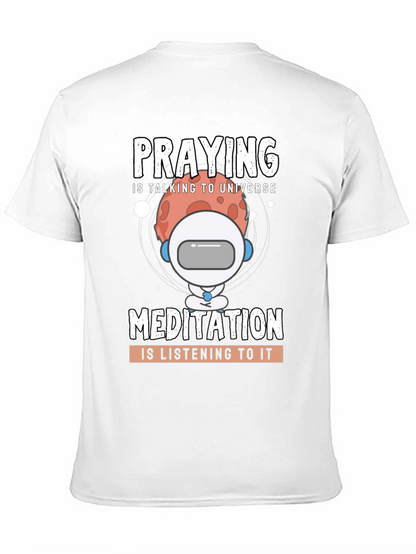 Camiseta Negra Unisex: Oración y Meditación Espacial