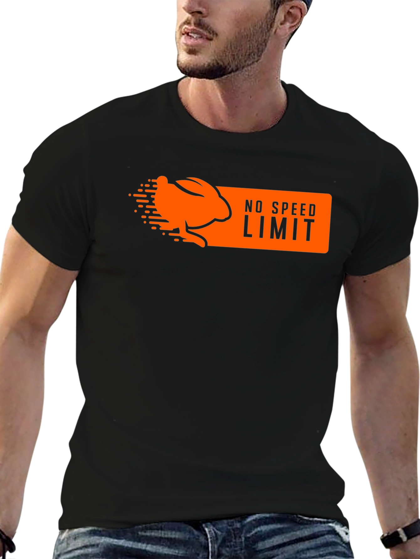 Camiseta Negra Conejo Sin Límite de Velocidad