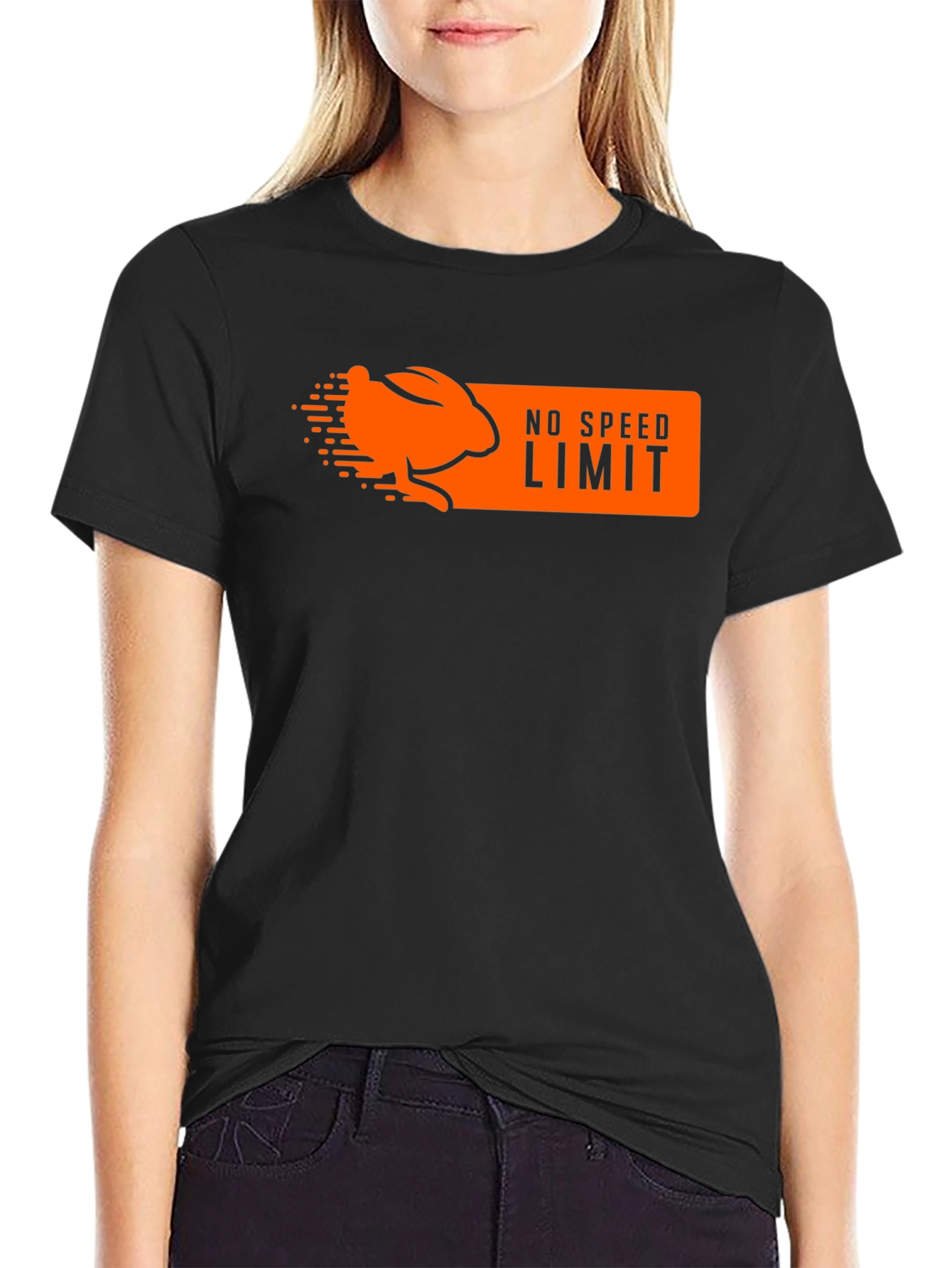 Camiseta Negra Conejo Sin Límite de Velocidad