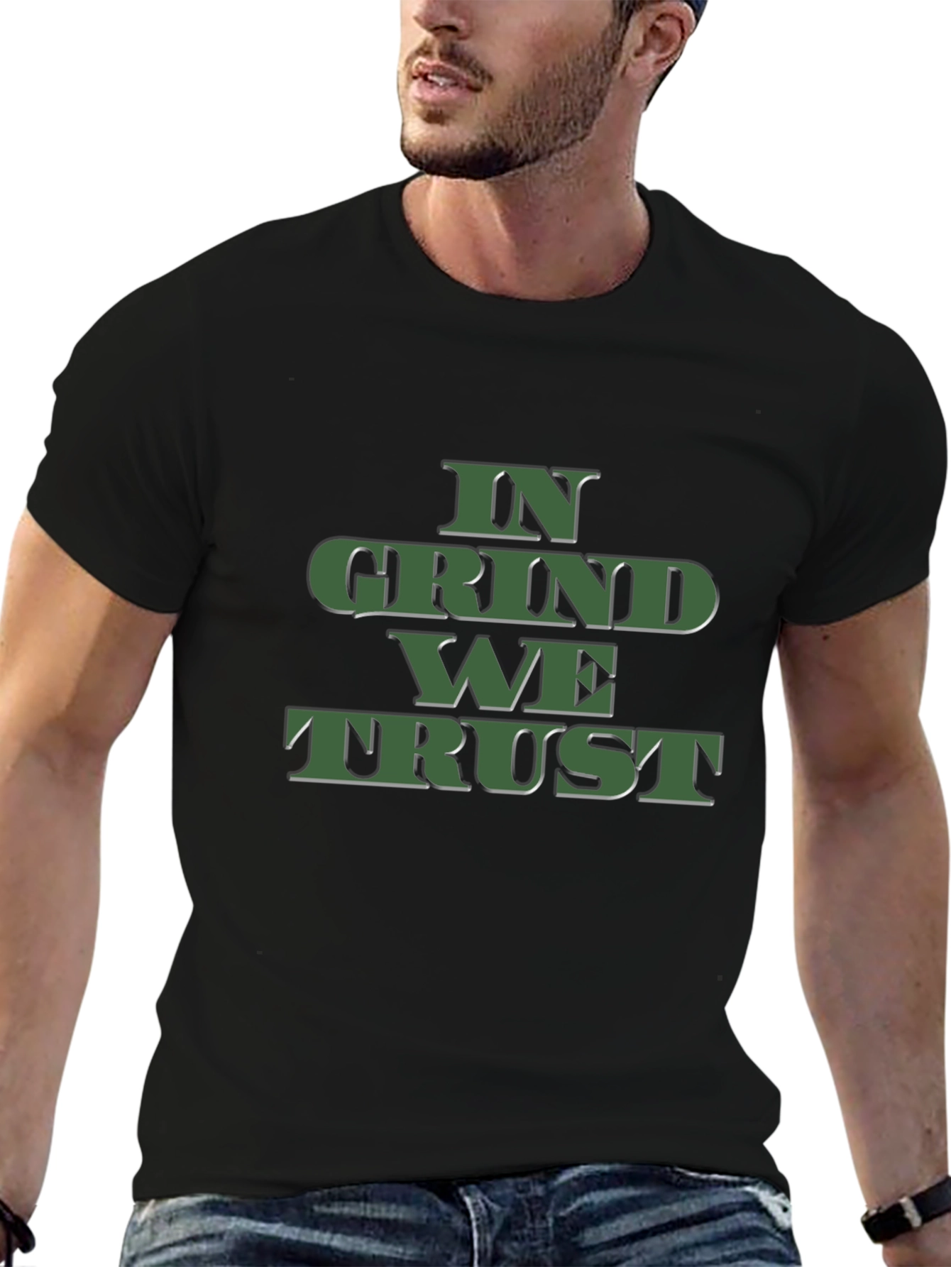 Camiseta Negra In Grind We Trust para Hombre