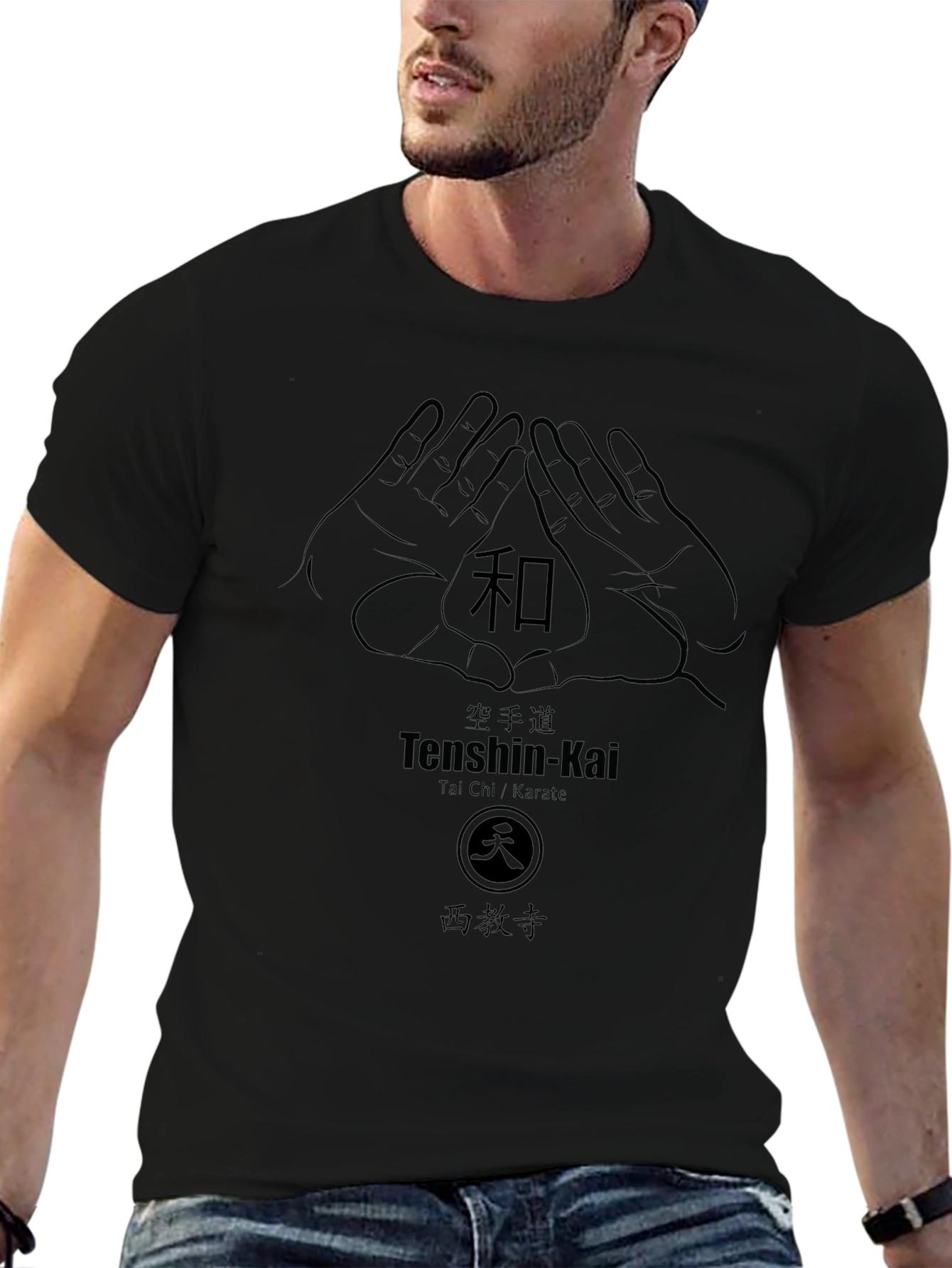 Camiseta Negra Diseño Tenshin-Kai Artes Marciales