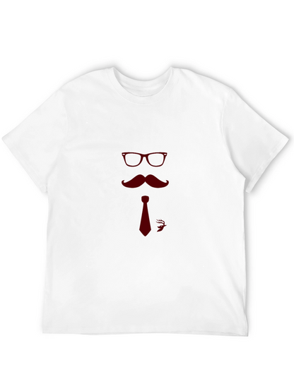 Camiseta Negra con Diseño de Bigote y Gafas