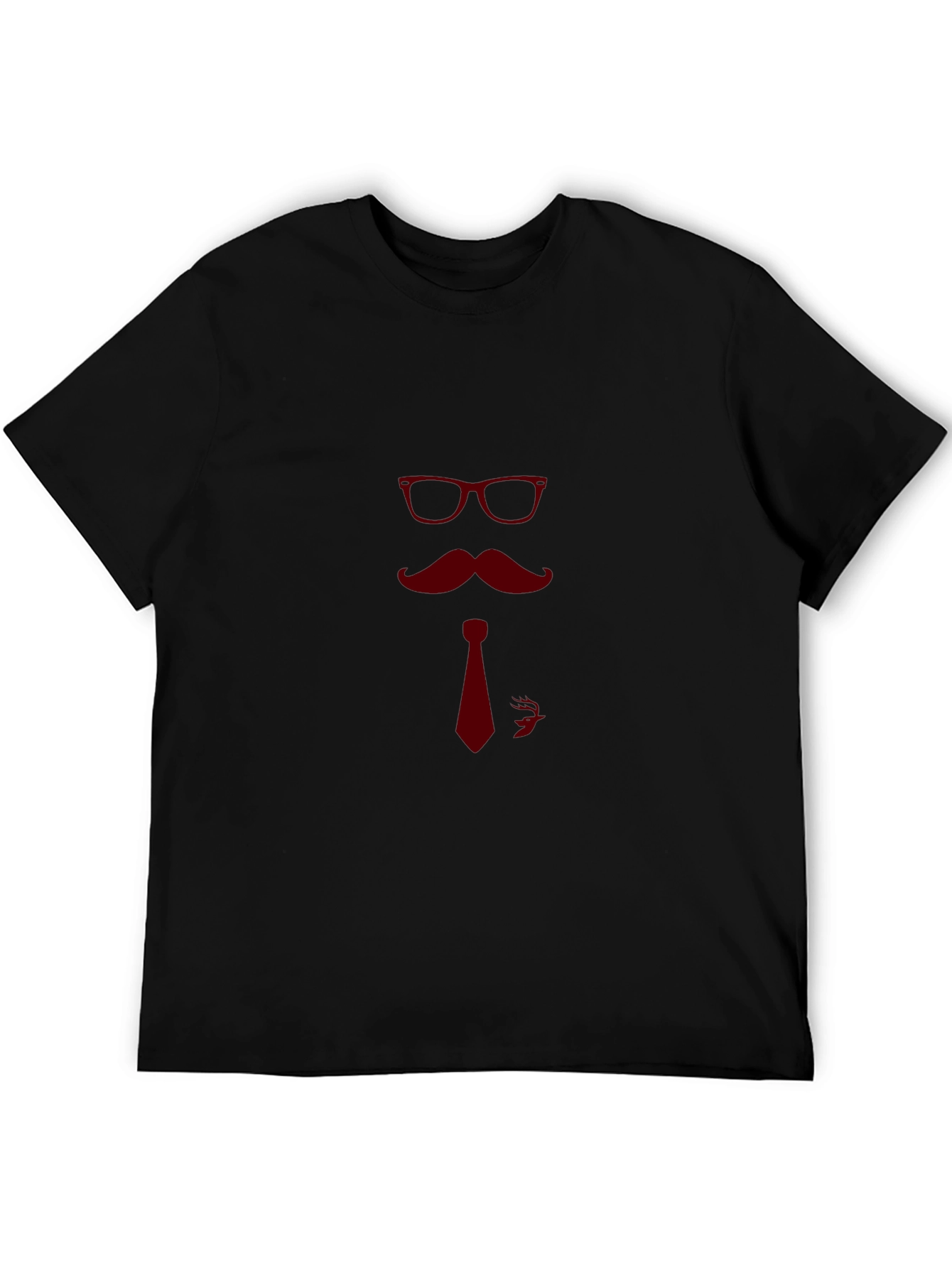 Camiseta Negra con Diseño de Bigote y Gafas