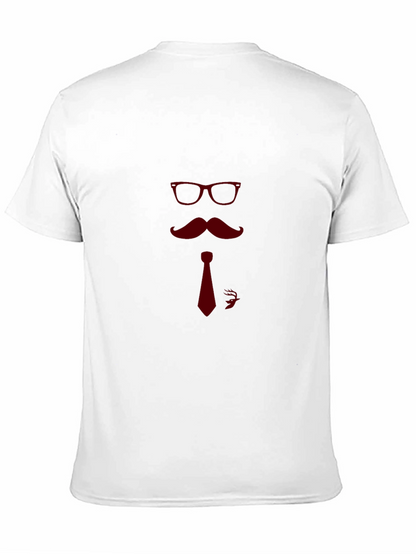 Camiseta Negra con Diseño de Bigote y Gafas