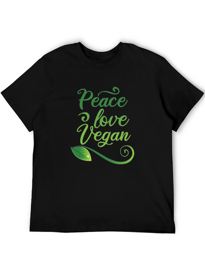 Camiseta Negra Vegana: Paz Amor y Conciencia