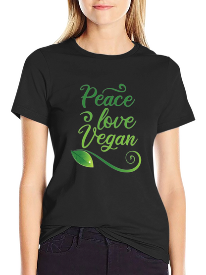 Camiseta Negra Vegana: Paz Amor y Conciencia