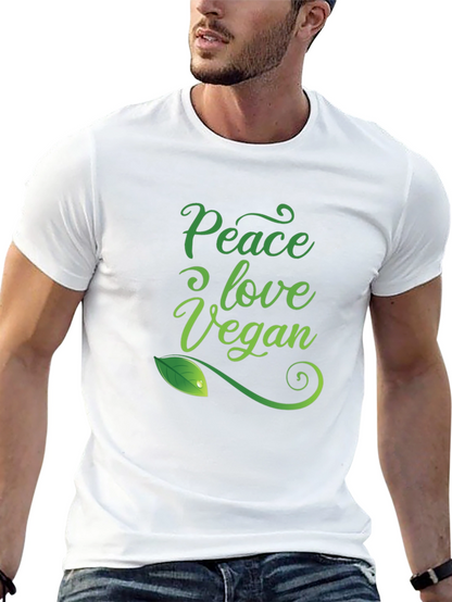 Camiseta Negra Vegana: Paz Amor y Conciencia