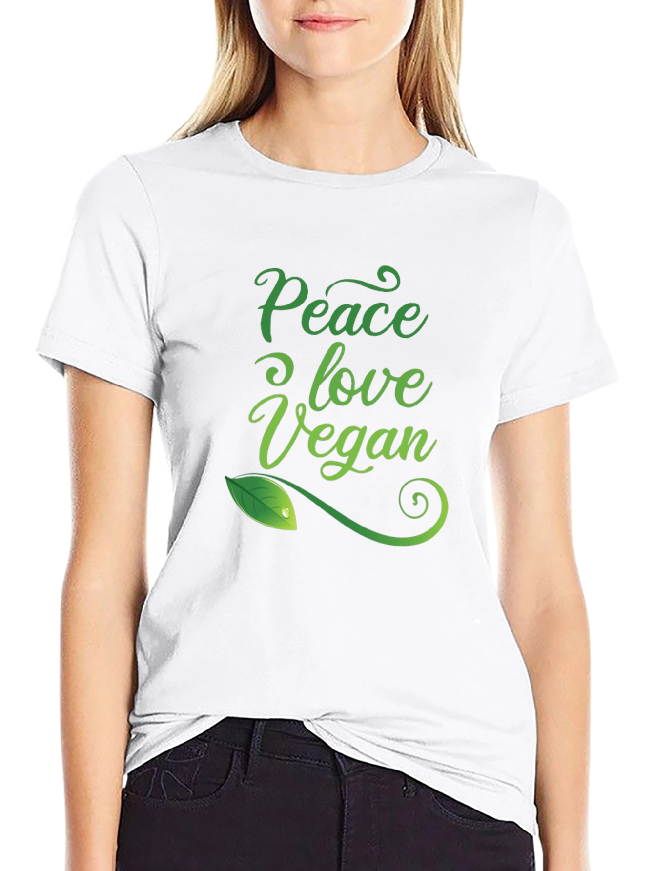 Camiseta Negra Vegana: Paz Amor y Conciencia