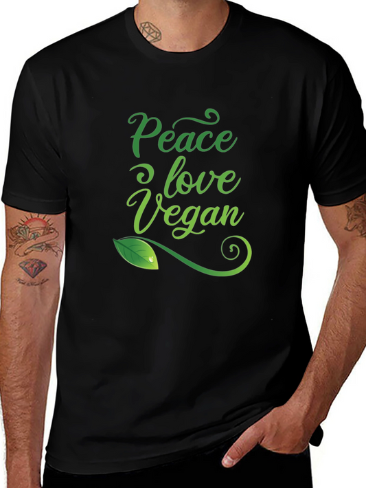 Camiseta Negra Vegana: Paz Amor y Conciencia