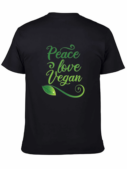 Camiseta Negra Vegana: Paz Amor y Conciencia