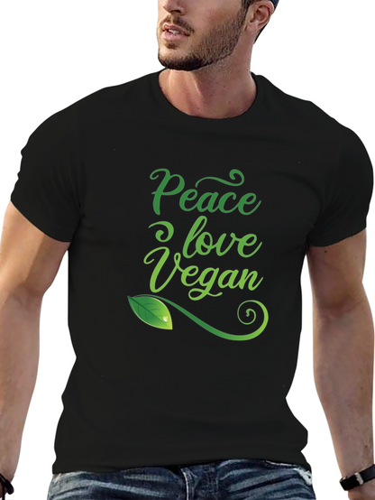 Camiseta Negra Vegana: Paz Amor y Conciencia