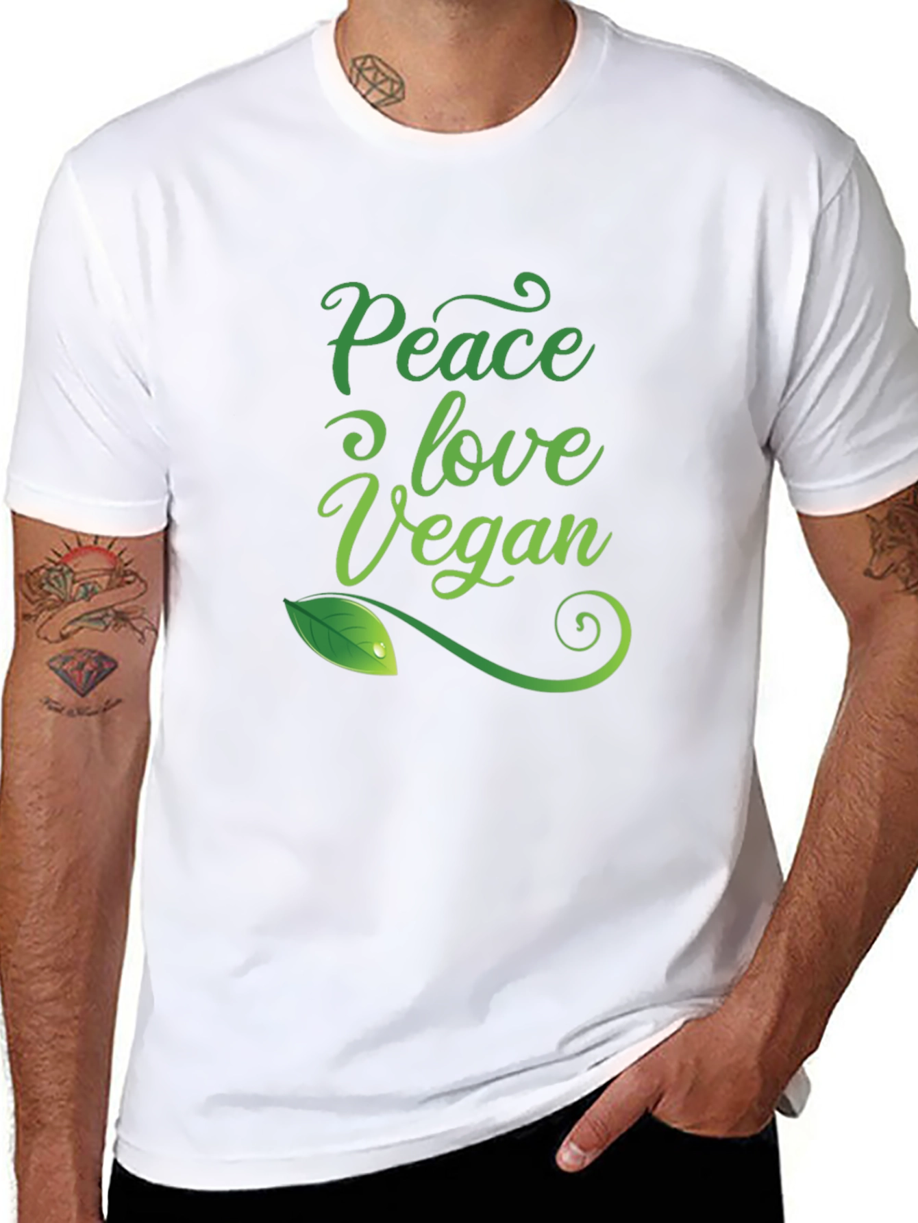 Camiseta Negra Vegana: Paz Amor y Conciencia
