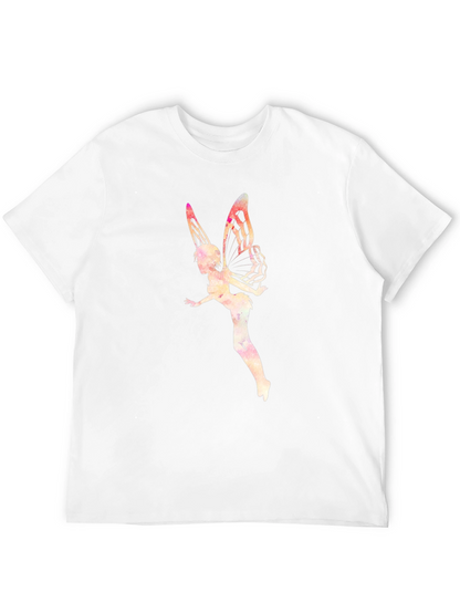 Camiseta Negra con Diseño de Hada Acuarela