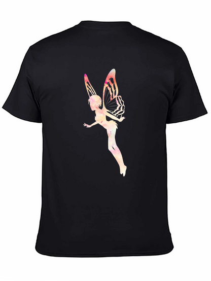 Camiseta Negra con Diseño de Hada Acuarela