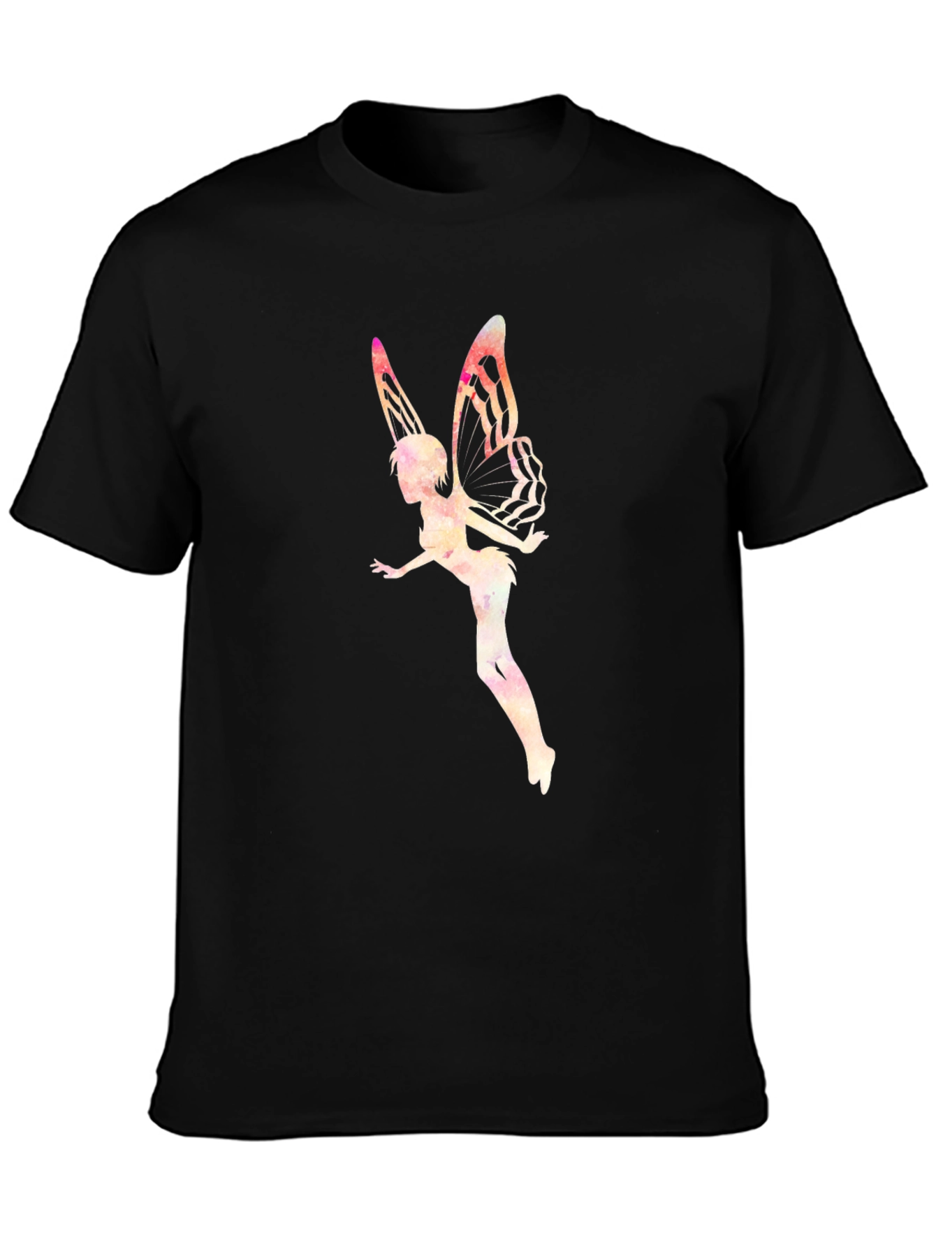 Camiseta Negra con Diseño de Hada Acuarela