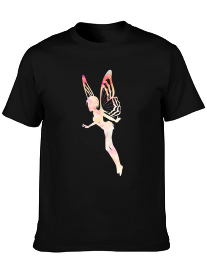 Camiseta Negra con Diseño de Hada Acuarela