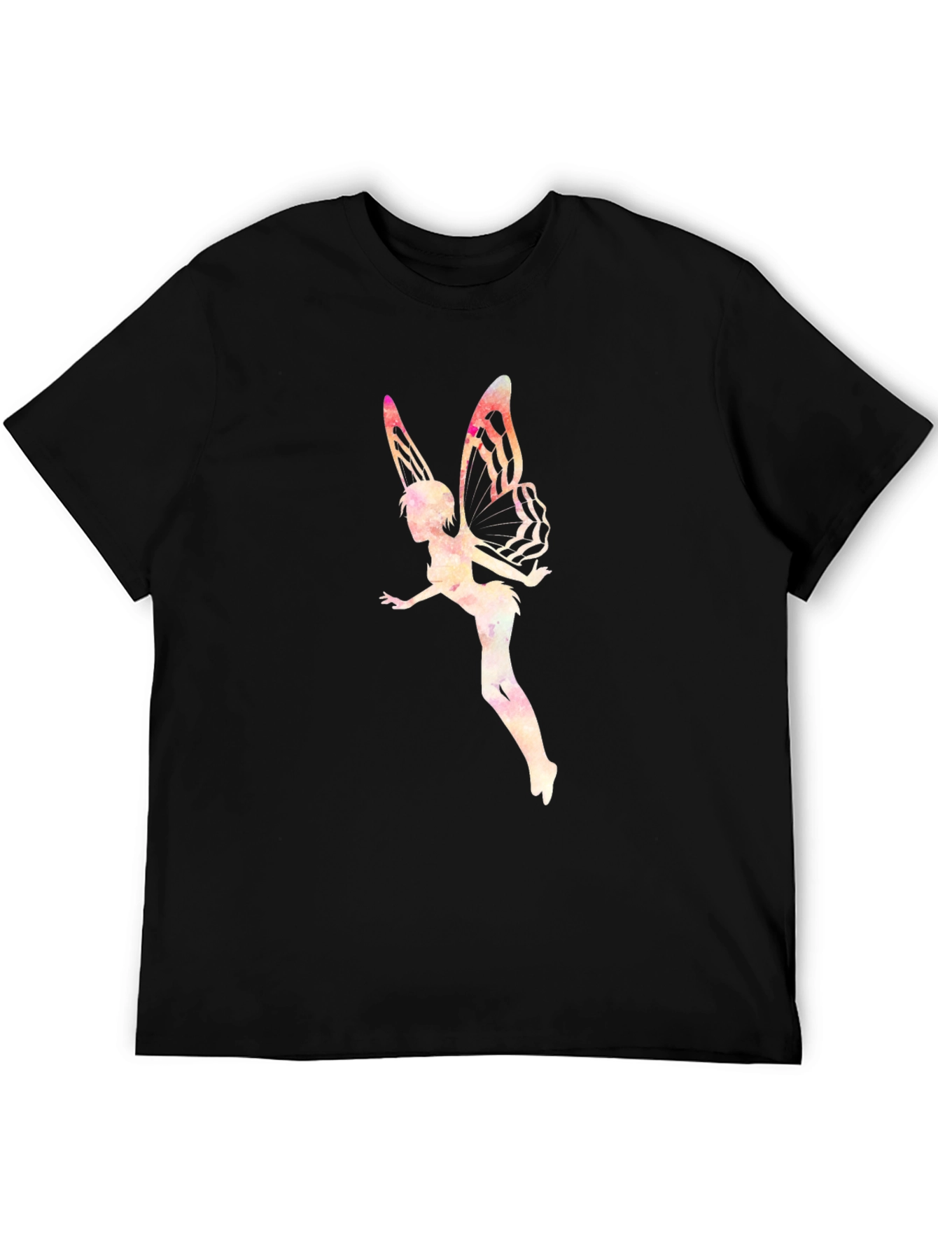 Camiseta Negra con Diseño de Hada Acuarela