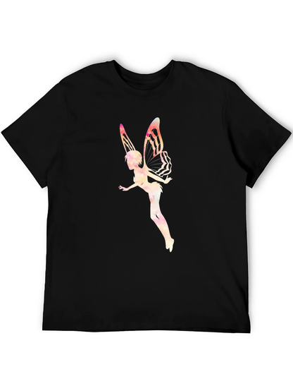 Camiseta Negra con Diseño de Hada Acuarela