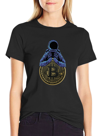 Camiseta Negra Astronauta Bitcoin Crypto