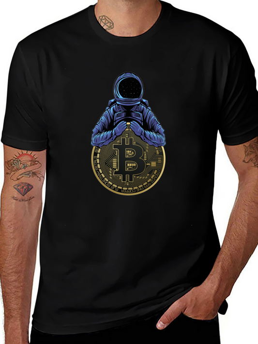Camiseta Negra Astronauta Bitcoin Crypto