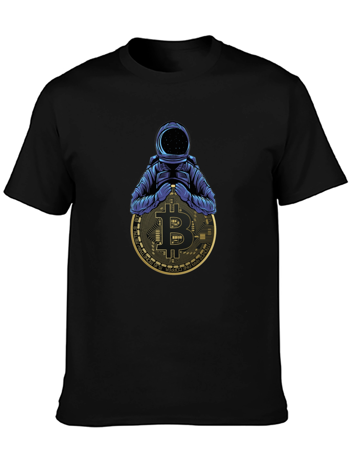 Camiseta Negra Astronauta Bitcoin Crypto