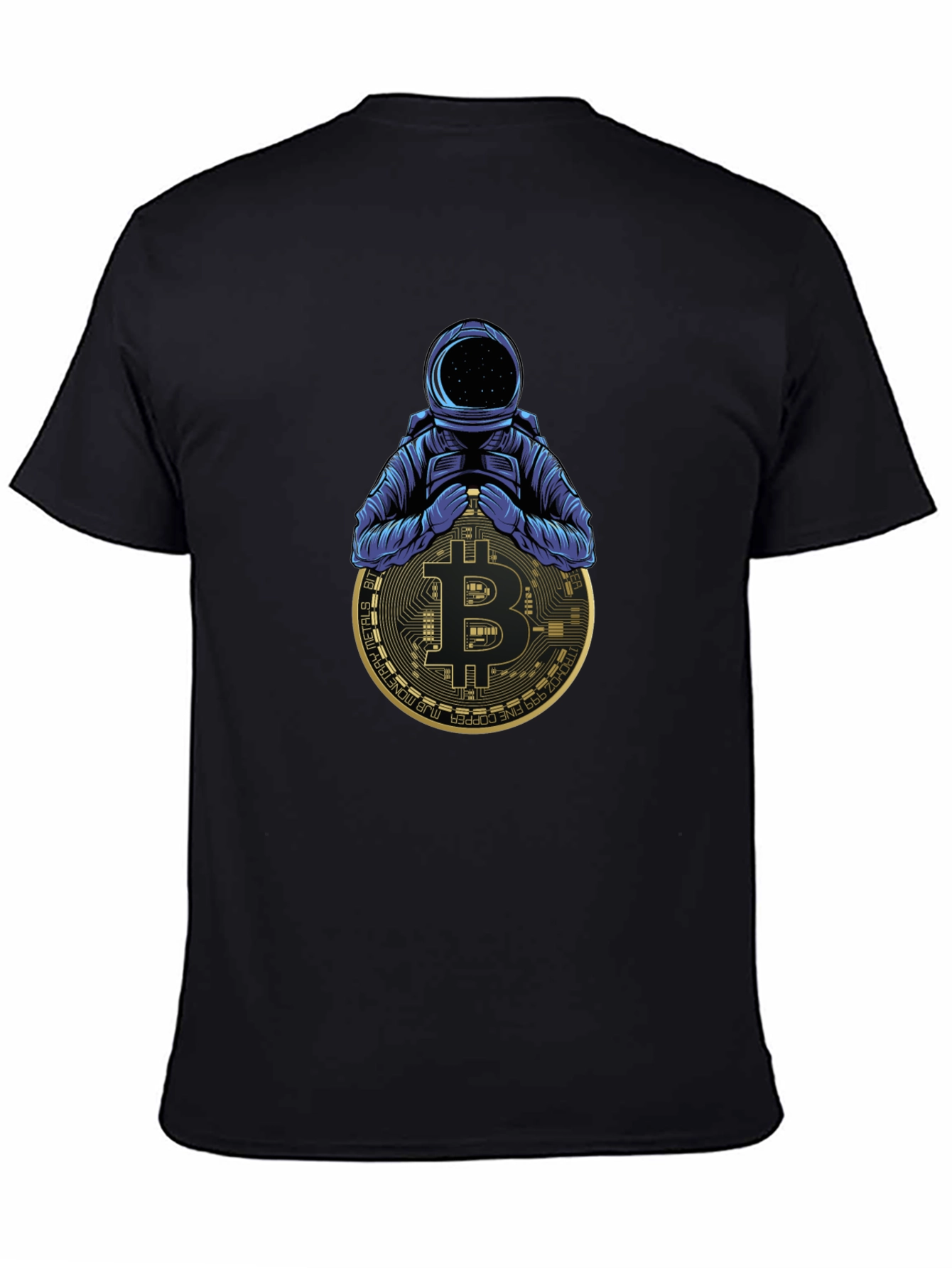 Camiseta Negra Astronauta Bitcoin Crypto
