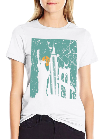 Camiseta Negra Nueva York Estatua Libertad Puente
