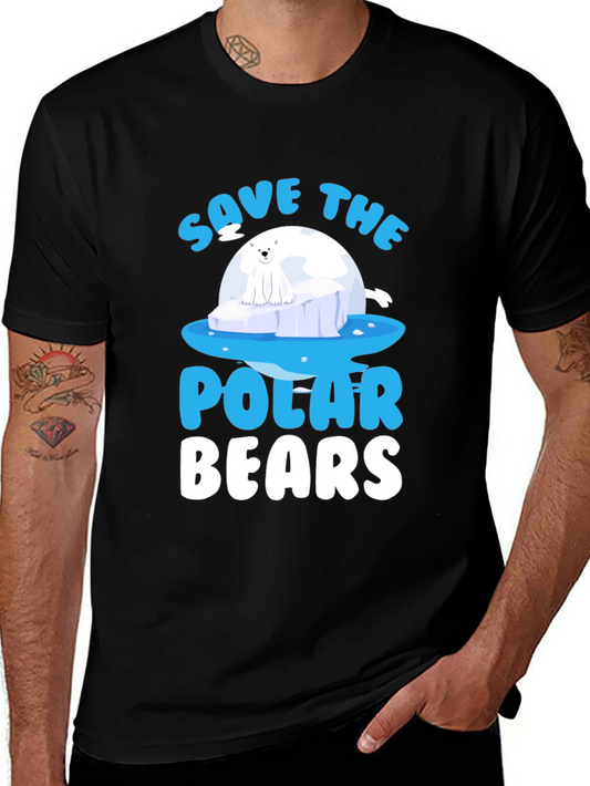 Camiseta Negra Salvar Osos Polares - Diseño Gráfico