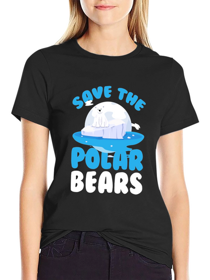 Camiseta Negra Salvar Osos Polares - Diseño Gráfico