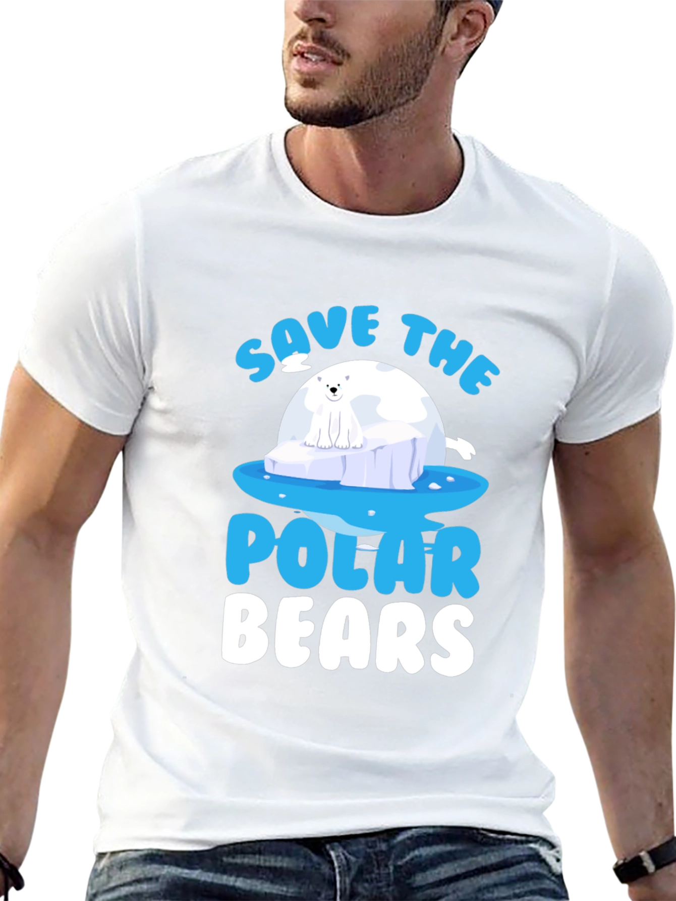 Camiseta Negra Salvar Osos Polares - Diseño Gráfico