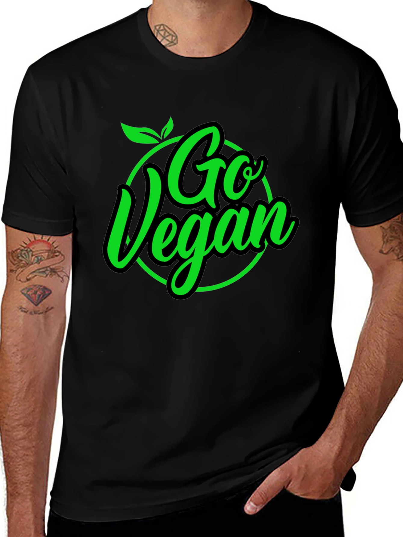 Camiseta Negra Go Vegan para Hombre