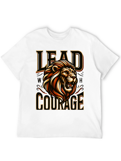 Camiseta Negra con Diseño de León Liderazgo